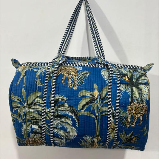 Blue Floral Weekender Bag