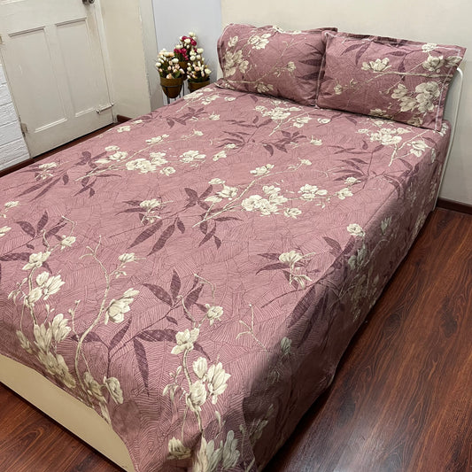 Burnt Onion Colour Floral Bedsheet