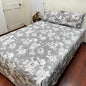 Grey Floral Print Bedsheet