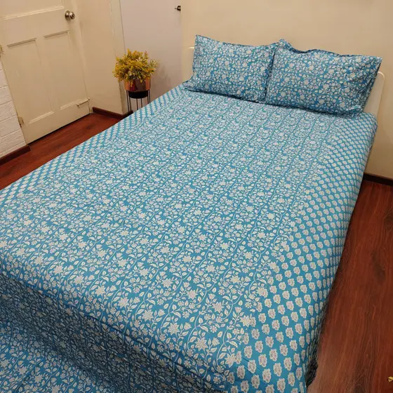 Blue Ajrak Bedsheet