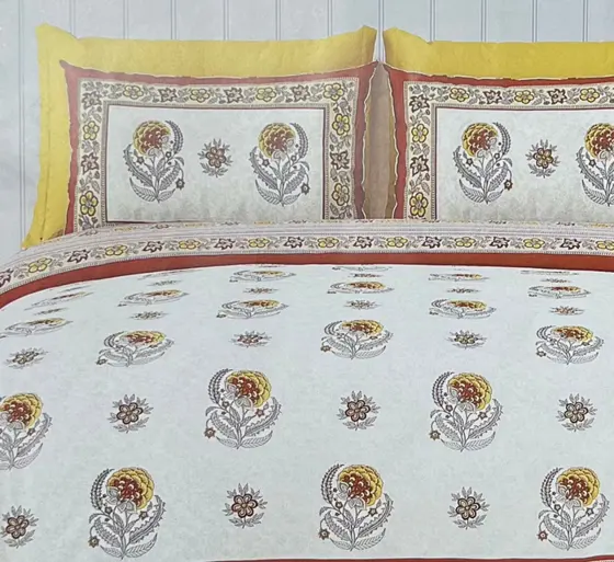 Brown Floral Printed Bedsheet