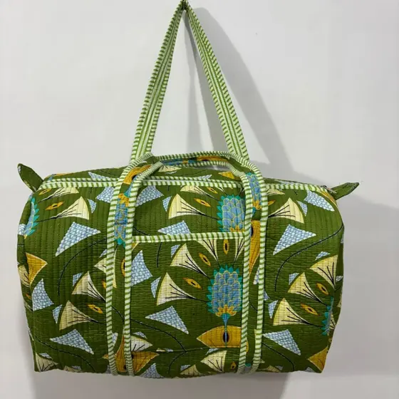 Green Geometric Weekender Bag