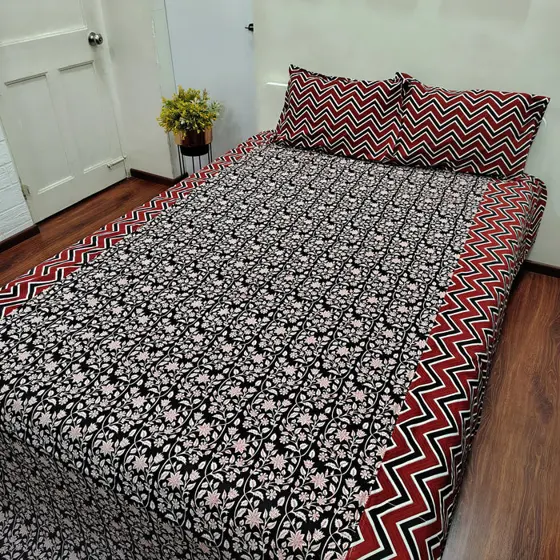 Maroon Ajrak Bedsheet