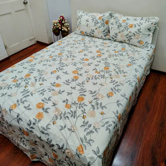 Orange Floral Bedsheet