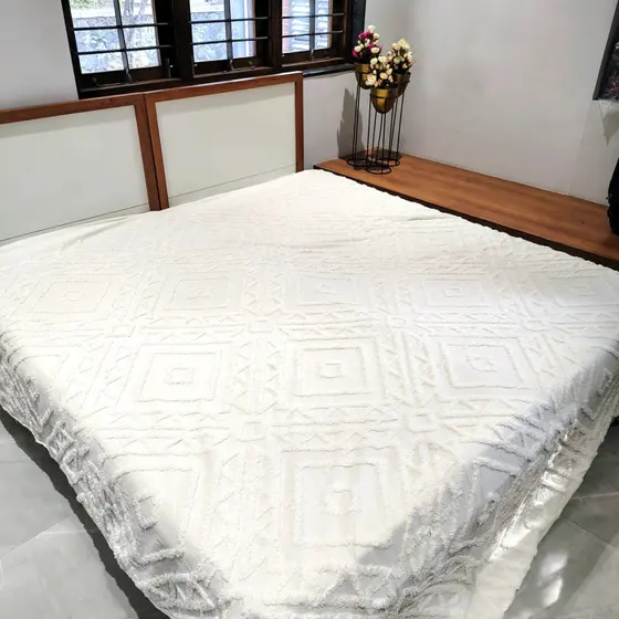 White Boho Bedcover