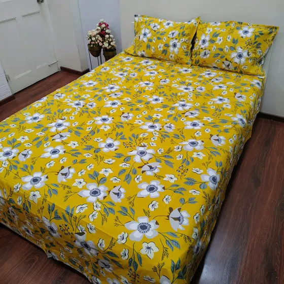 Yellow Printed Bedsheet